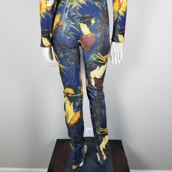 J. Lorraine Designs Kimmy Stretch Bodycon Jumpsuit In Geisha Print Size Medium - Picture 6 of 13
